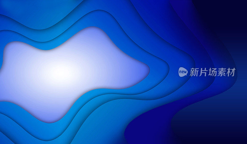 蓝色阴影波和流体形状背景。