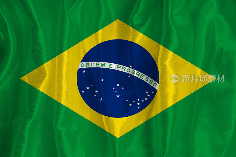 以丝绸为背景的巴西国旗是一个伟大的国家象征。国家的官方国家象征。
