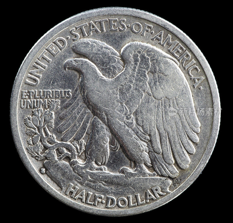 1935年自由行走半元银币的反面。