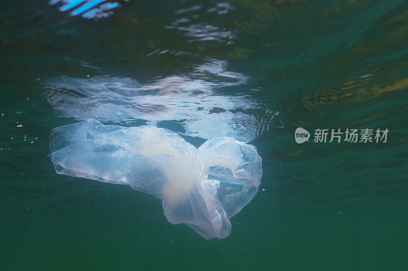 漂浮在海洋中的塑料袋