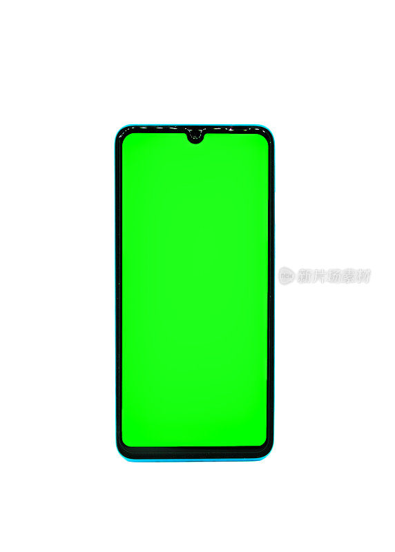 现代手机与绿色显示隔离在白色背景