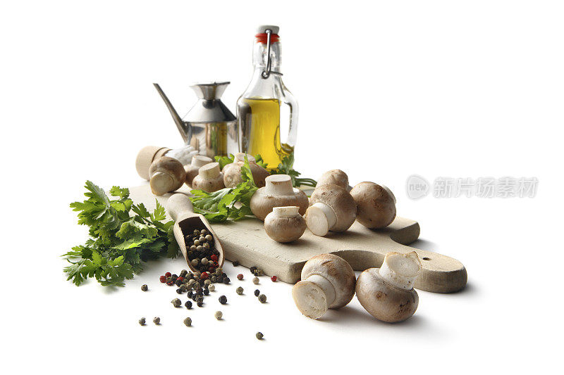 蘑菇:蘑菇，欧芹，胡椒和橄榄油