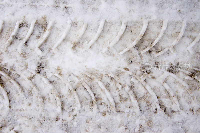 雪地上的轮胎印