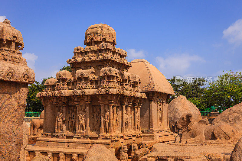 马哈巴利普兰，印度:7世纪的阿诸那拉塔，潘查拉塔的一部分