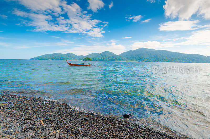 泰国南部海滩的全景