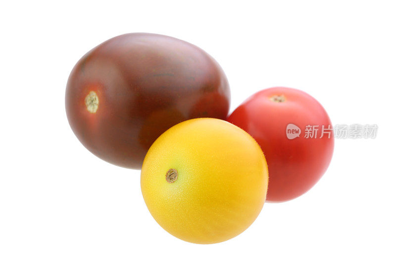 三个番茄，黄番茄，黑番茄，红番茄