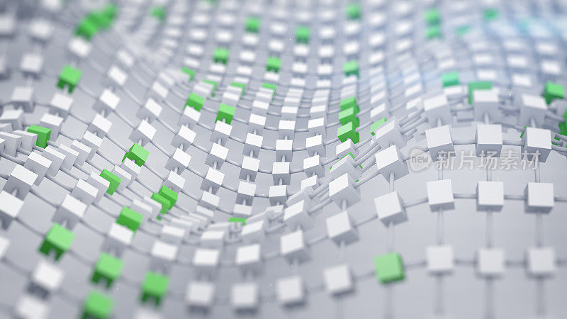 绿色连接置换网格3D渲染