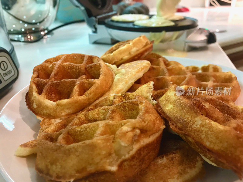 乡村烹饪制作华夫饼早餐食品家庭静物系列在家