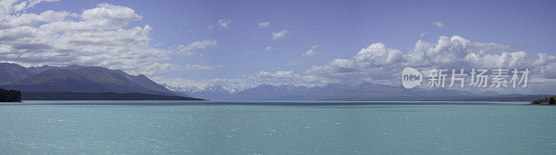 普卡基湖观景台，普卡基湖和库克山在南岛，新西兰
