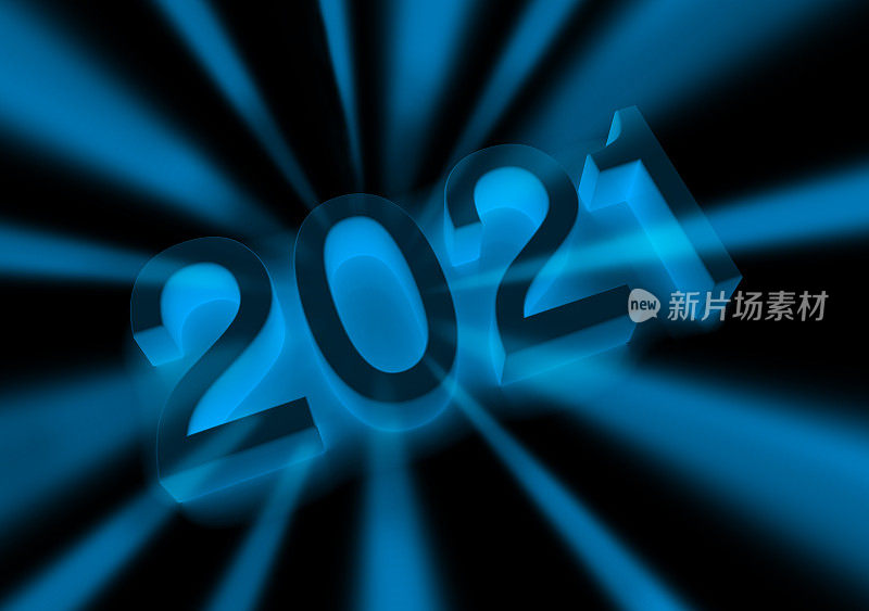 带有2021文字的新年贺卡