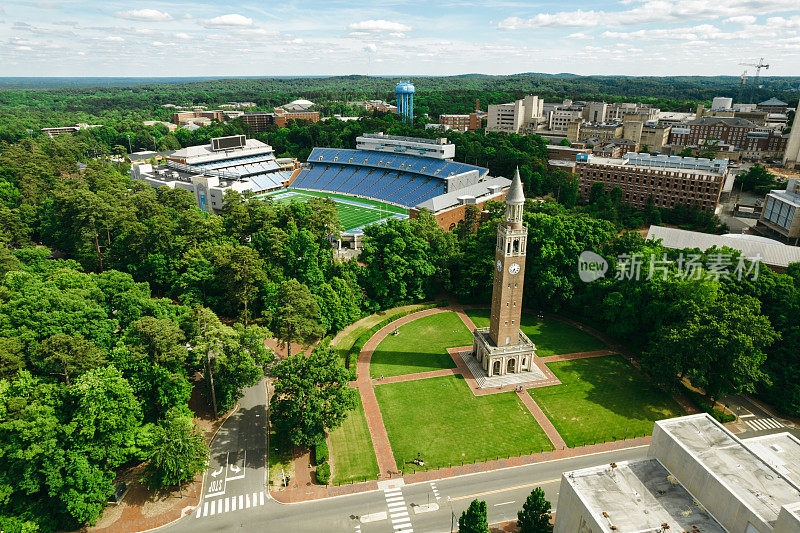 春天，北卡罗来纳大学教堂山分校的上空