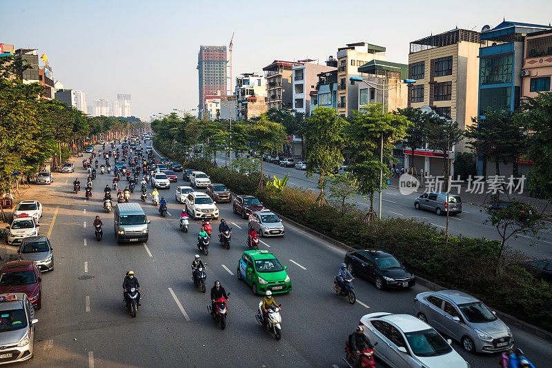 越南河内高速公路交通鸟瞰图