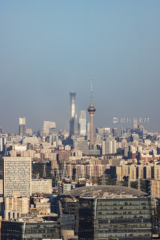 北京城市天际线日落