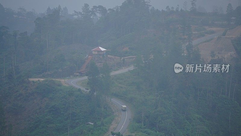 在山上采伐森林