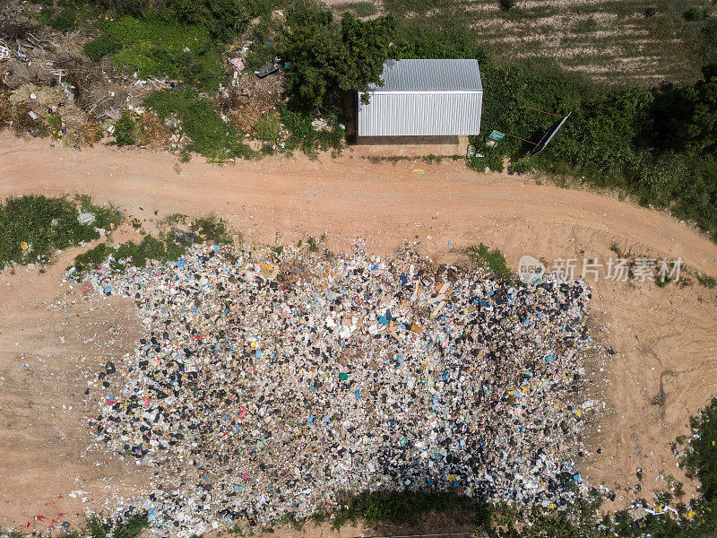 泰国农村垃圾场(或Landfield)的鸟瞰图。