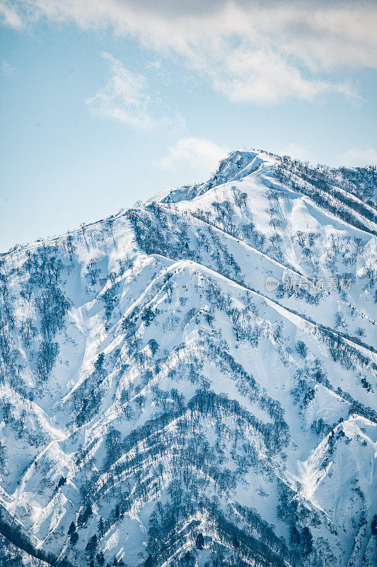 皑皑白雪的日本山，日本白波