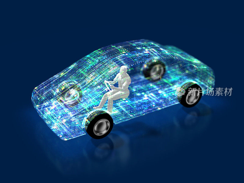 汽车发展的3D插图