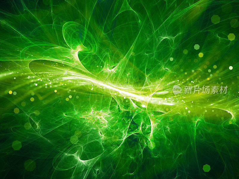 绿色发光高能等离子体场在空间与粒子