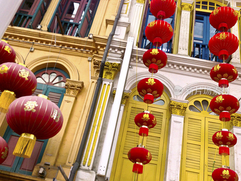 新加坡，唐人街，中秋节装饰。