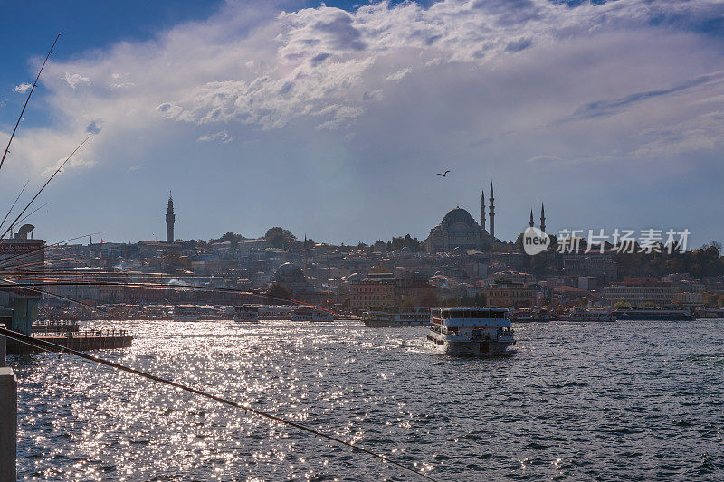 钓鱼，伊斯坦布尔加拉塔桥，欧洲区，土耳其