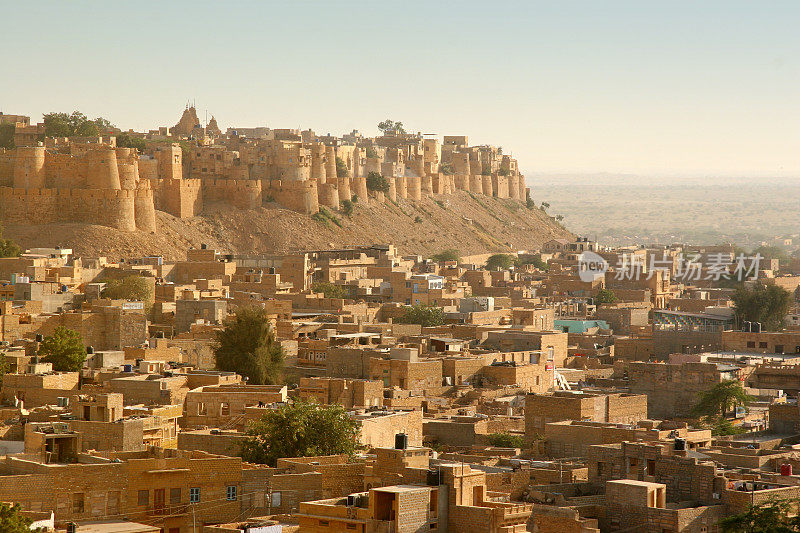 Jaisalmer堡垒和古老的城镇建筑，拉贾斯坦，印度