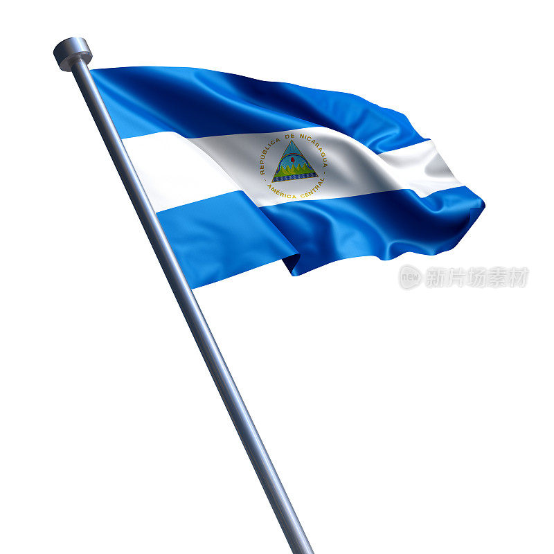 尼加拉瓜国旗孤立在白色