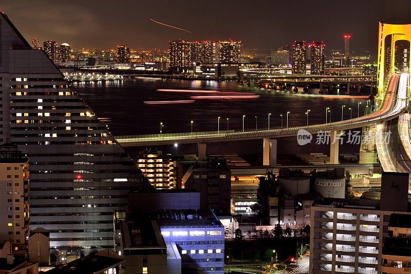 东京湾地区夜晚的城市景观