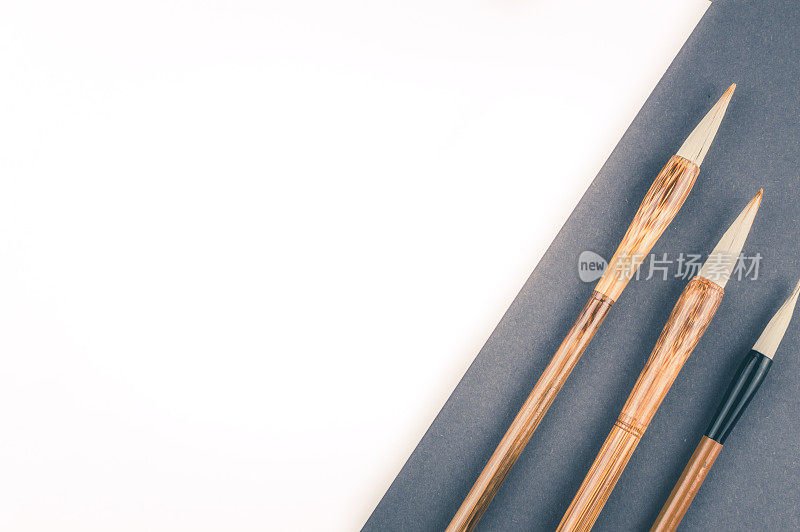 中国传统书写用的毛笔。俯视图