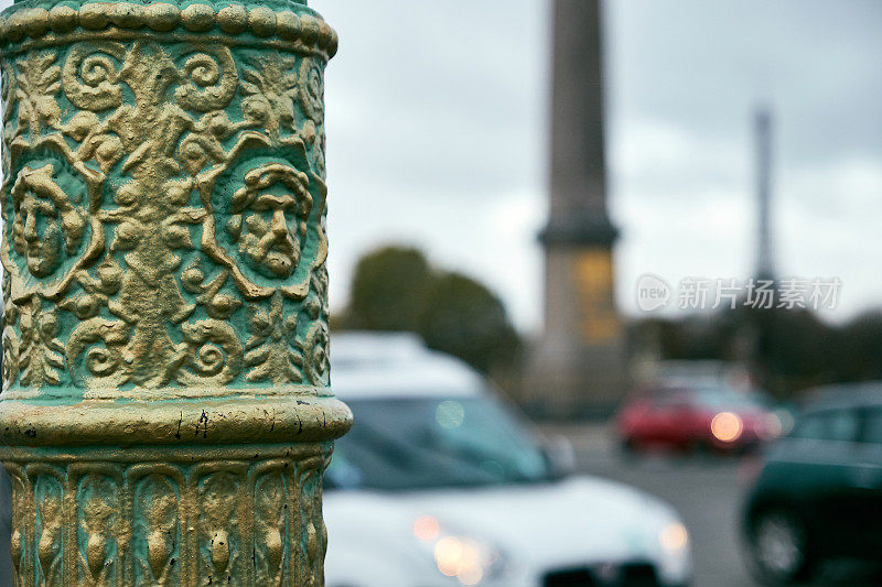 协和广场，法国巴黎，装饰灯柱的特写