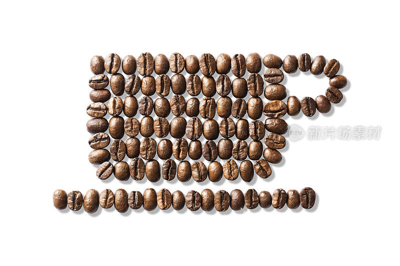 用触摸咖啡豆制成的固体咖啡杯和咖啡碟