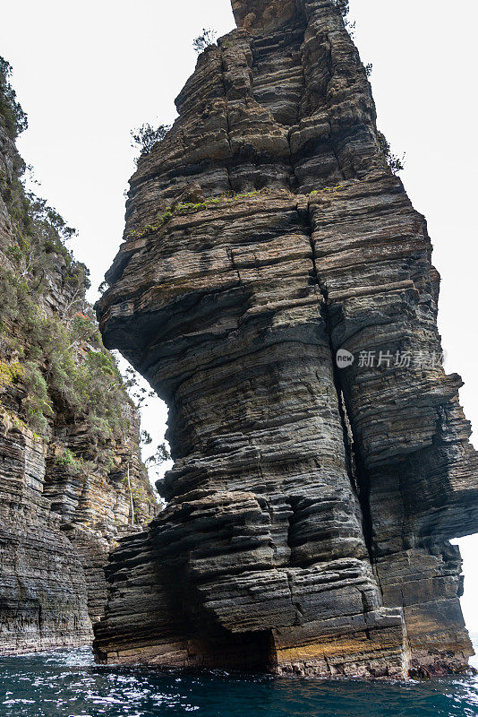 角豪伊，鹰颈海岸悬崖在塔斯曼国家公园保护区，阿瑟港，澳大利亚塔斯马尼亚