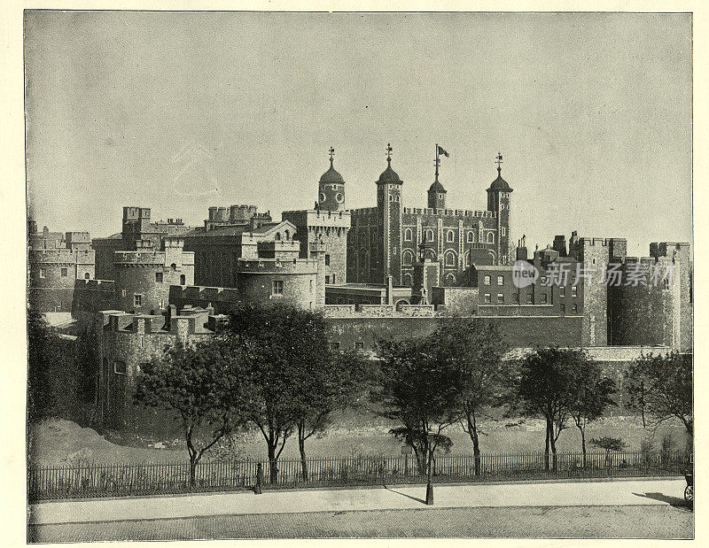 伦敦塔的复古照片，19世纪