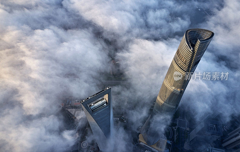 上海摩天大楼鸟瞰图，中国
