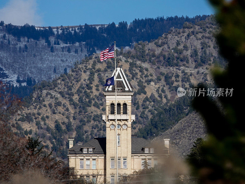 历史性旧主。犹他州立大学校园，洛根，犹他州。