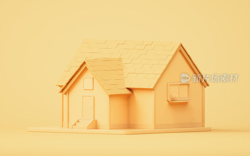 3D卡通房子，住宅房子，3D渲染。