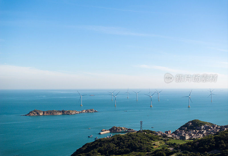 海上风力发电场鸟瞰图