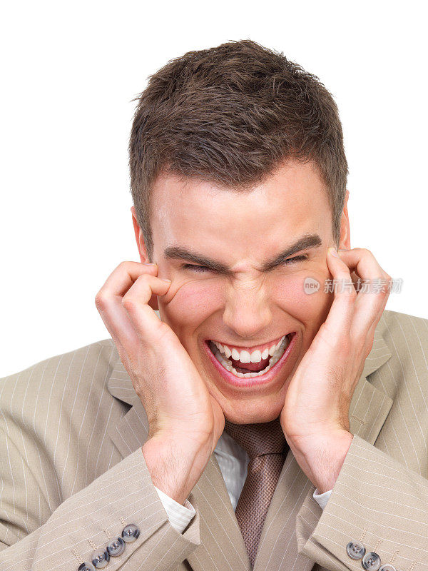 沮丧的商人尖叫着。工作压力。