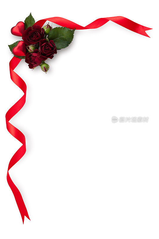 丝带和玫瑰花。