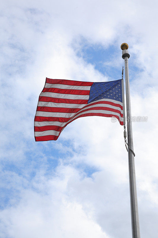 迎风飘扬的美国国旗