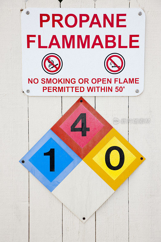 警告丙烷易燃标志与钻石气体标签