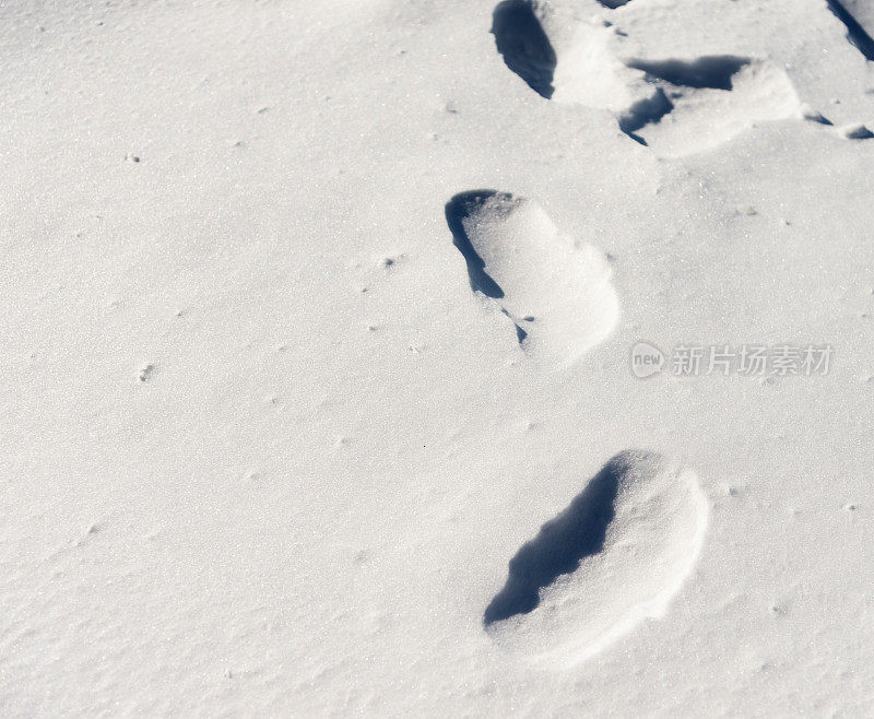 雪地上的一组脚印