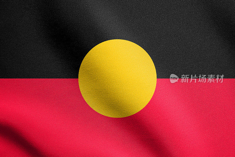 澳大利亚土著旗帜飘扬，织物质地