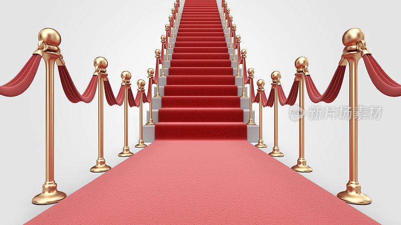 楼梯与红地毯3D。成功的概念