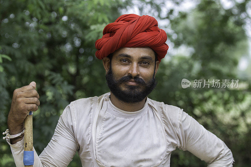 印度拉贾斯坦邦的印度男人肖像