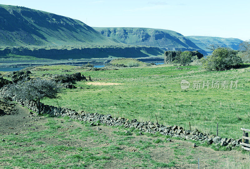 俯瞰华盛顿州哥伦比亚河峡谷的牧场