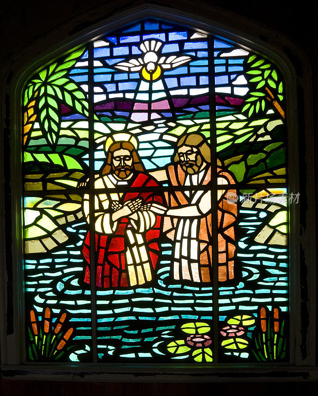 彩色玻璃窗-耶稣受洗
