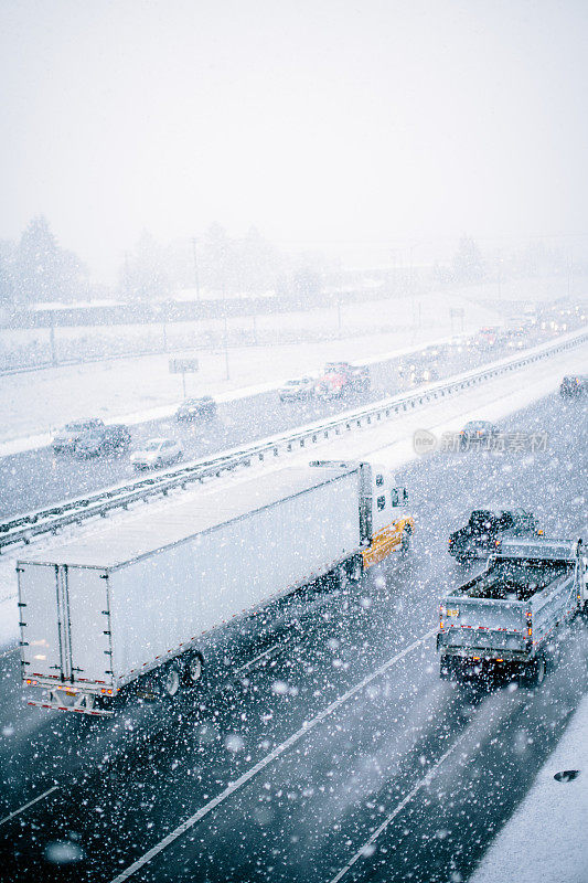 下雪天气下的公路交通