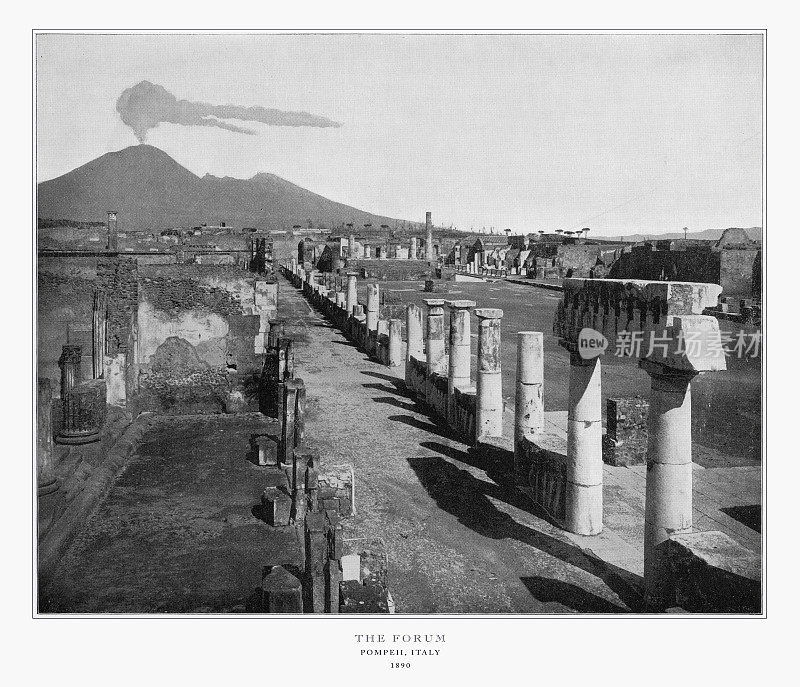 古罗马广场，庞贝，意大利，古代意大利照片，1893年