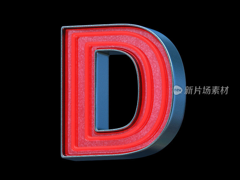 红色霓虹字体-字母D