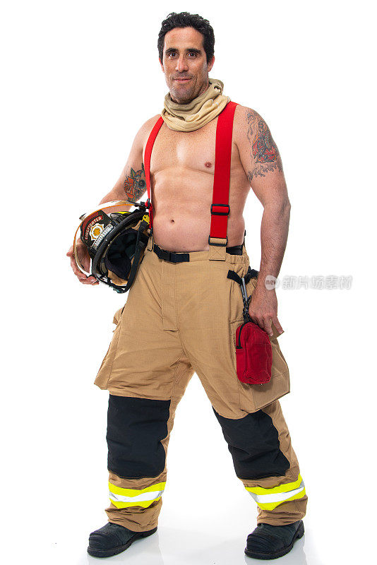 赤膊西班牙成熟的男消防员